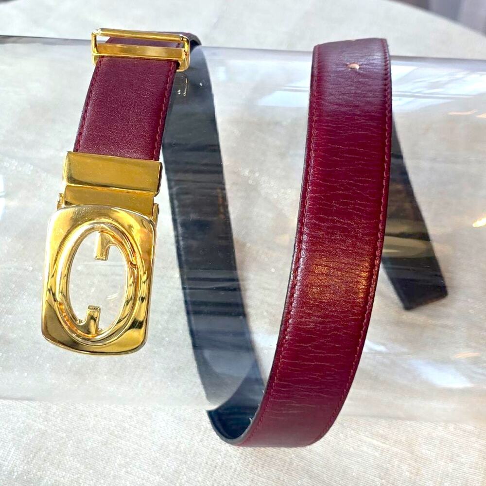 Gucci Vintage Reversible Leather Belt With Gold Tone Buckle - Picture 4 of 13